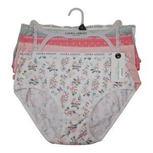 Laura Ashley Womens M Briefs Panties 5-Pack Super Soft Floral Solid Pink Green